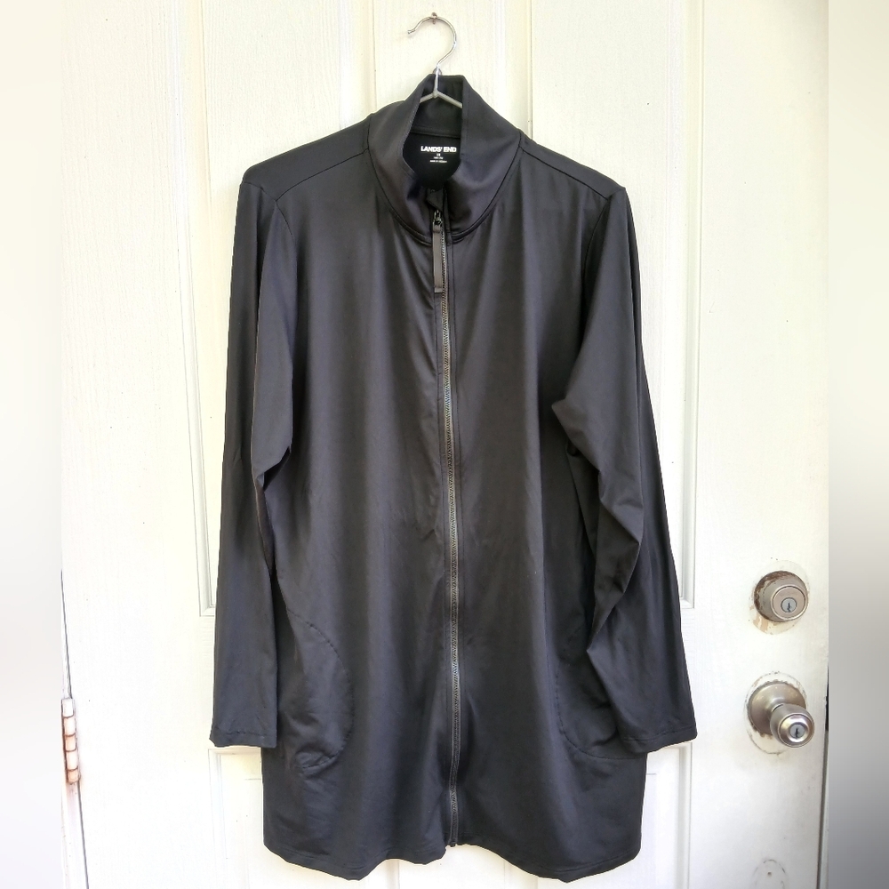 LANDS' END Plus Size Long Zip Front Jacket SZ 1X / 16W-18W